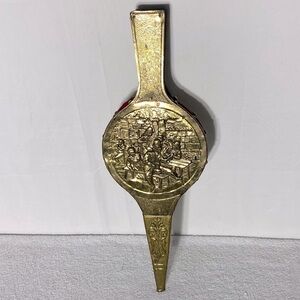Vintage Antique Brass W Leather & Wood Decorative Bellows